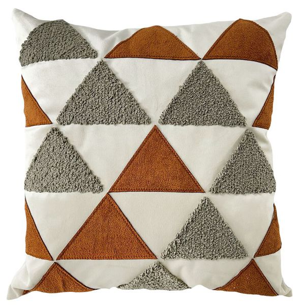 Almofada Veludo Com Bordado Boucle Geo Terracota 52x52cm