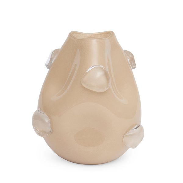 Vaso Coleção Orgânica Em Vidro Bege G Luxo