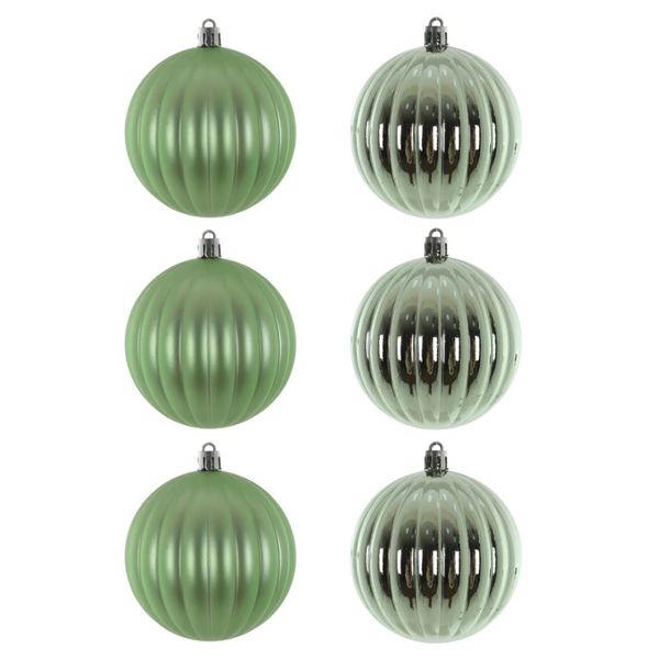 Tubo 6 Bolas De Natal Decoradas Gomo Verde Malva 8cm