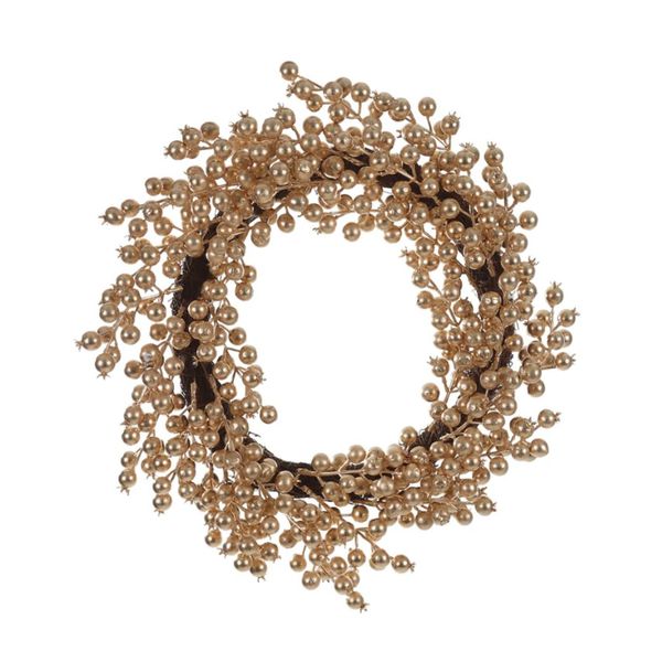 Guirlanda De Natal Berry Dourado Cereja Fibra 50cm Porta