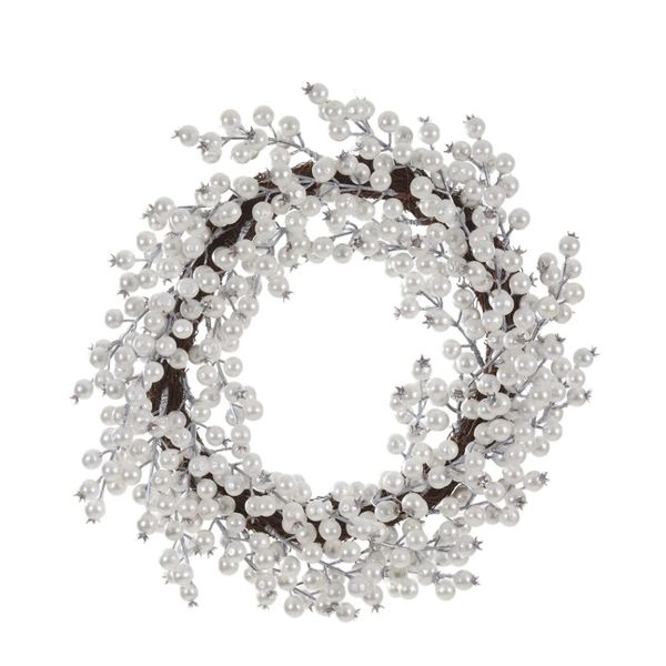 Guirlanda De Natal Berry Branco Cereja Fibra 50cm Porta