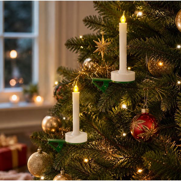 Jogo com 2 Velas com Clips Pendurar Decoração Natal