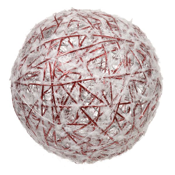 Bola de Natal Decorada Branco e Vermelho 12cm