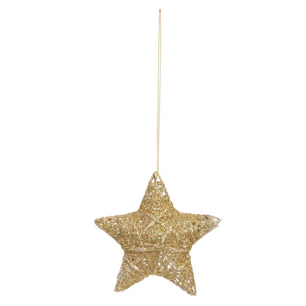 Estrela Gliter Aramada Dourada 10cm Natal