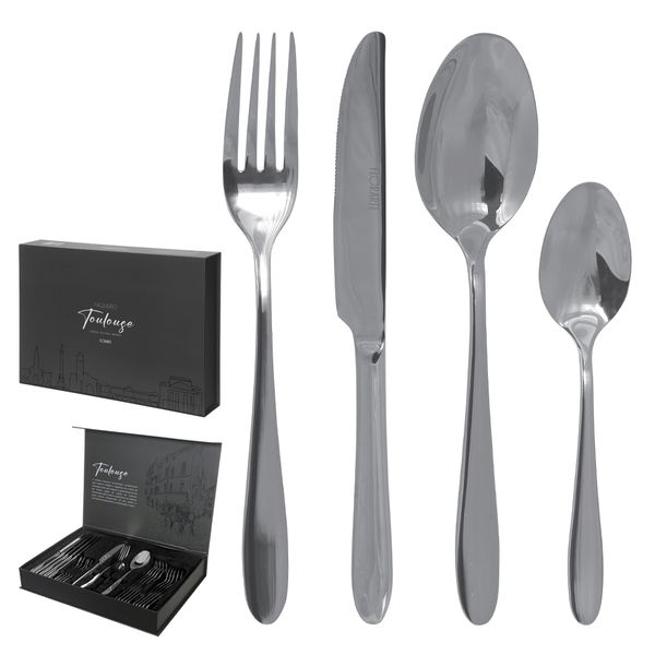 Faqueiro Premium Aço Inox 24 Peças Toulouse Prata