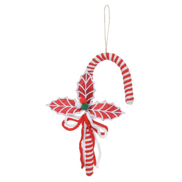 Enfeite Natal Bengala Pendurar Vermelho e Branco 35cm