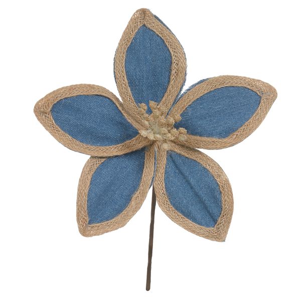 Flor Natalina Bico de Papagaio Azul Jeans 26cm
