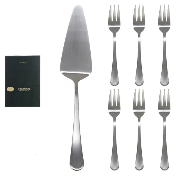 Conjunto 7 Peças pra Bolo Espátula e Garfinhos Aço Inox Kit Bolo