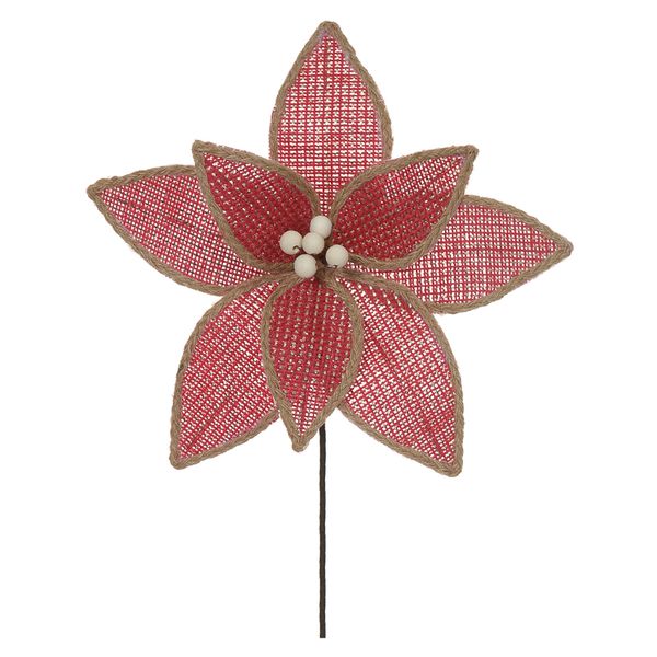 Flor Natalina Rústica Poinsetia Vermelho Juta