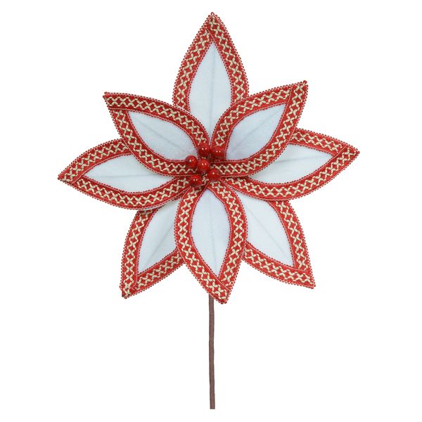 Flor Natalina Poinsetia Branco e Vermelho Natal Luxo