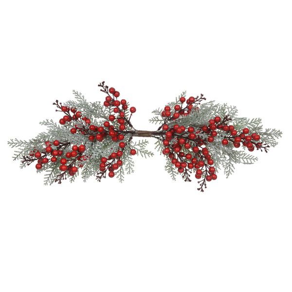 Arranjo Natalino Galho Natal Verde Nevado Com Berry Vermelho
