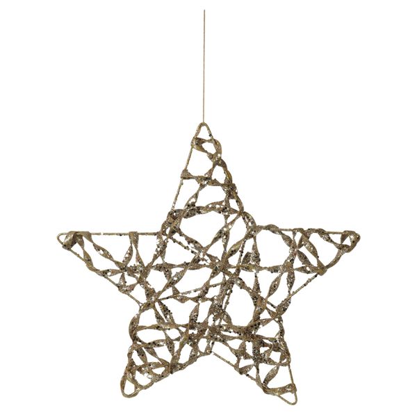 Estrela Pendurar Gliter Aramada Champagne 30cm Natal