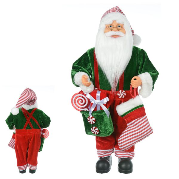 Boneco Papai Noel Em Pé Vermelho e Verde 45cm