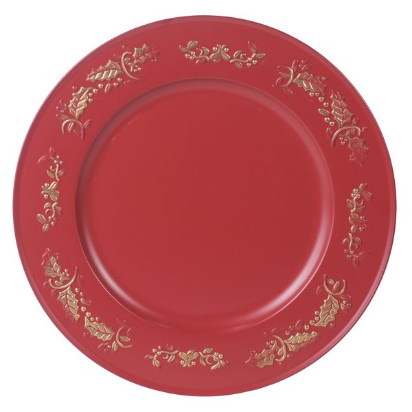 Jogo 6 Peças Sousplat Vermelho E Dourado 33cm