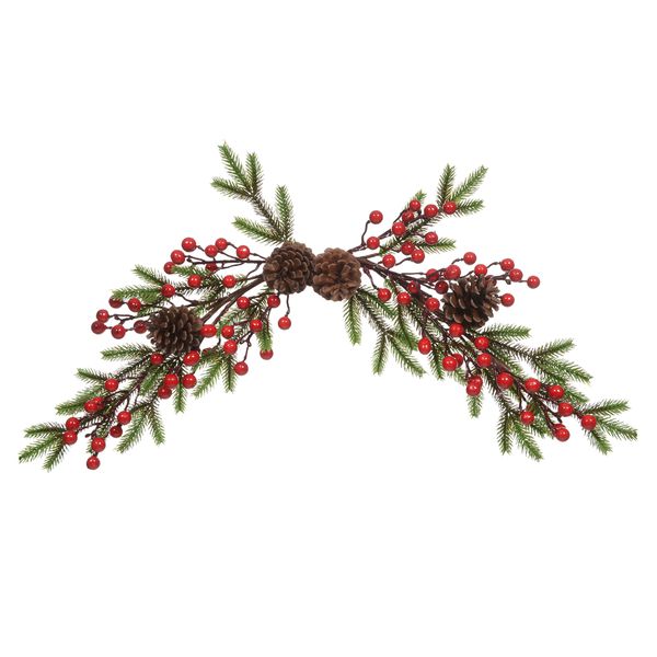 Galho Natalino Festão Verde com Berry e Pinha 68cm