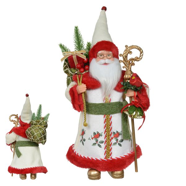 Papai Noel Em Pé 30cm Verde E Vermelho Luxo Natal