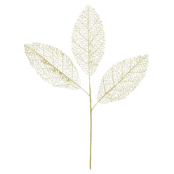 Galho Natalino Folhas Glitter Dourado 72cm