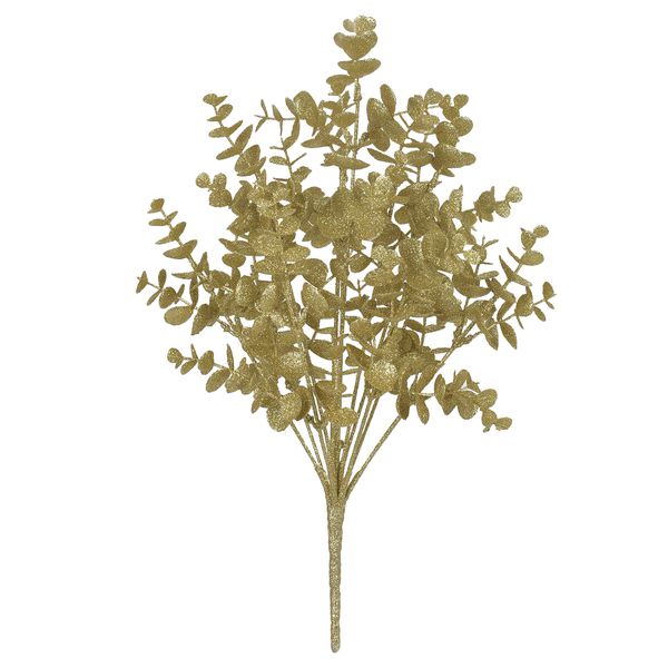 Galho Natalino Dourado Glitter Eucalipto Enfeite P Árvore Natal