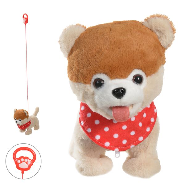 Cachorro Natal Animado Com Movimento E Som Bege e Marrom