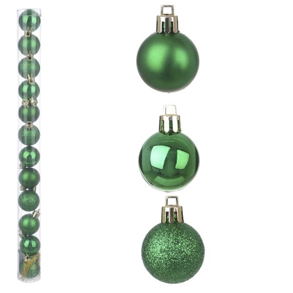 Bola Natal Tubo Fosco Glitter Brilho 12 unidades Verde 3cm