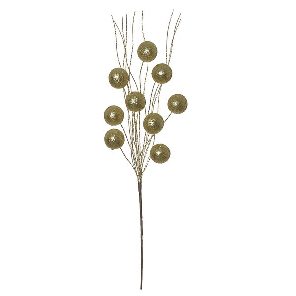 Galho Natalino Bola Brilho Dourado Glitter