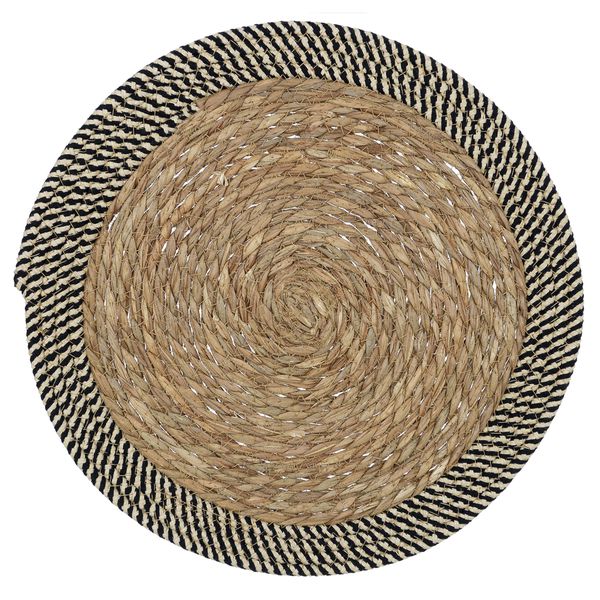 Kit 02 Lugar Americano Seagrass Bege Preto 38cm