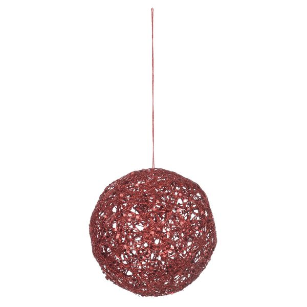 Jogo 2 Bolas De Natal Aramada Brilho Vermelho 12cm