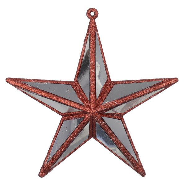 Enfeite Natal Estrela Pendurar Gliter Vermelha 14cm