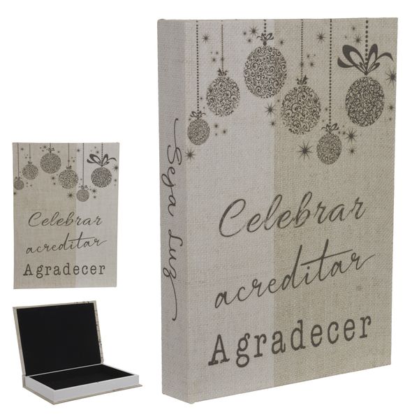 Caixa Livro Decorativa Natal Celebrar Bege