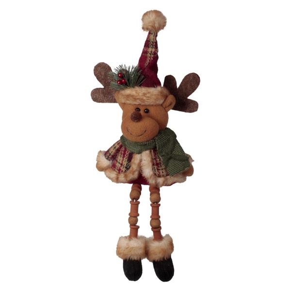 Enfeite Natal Pendurar Rena Colorido Xadrez 36cm