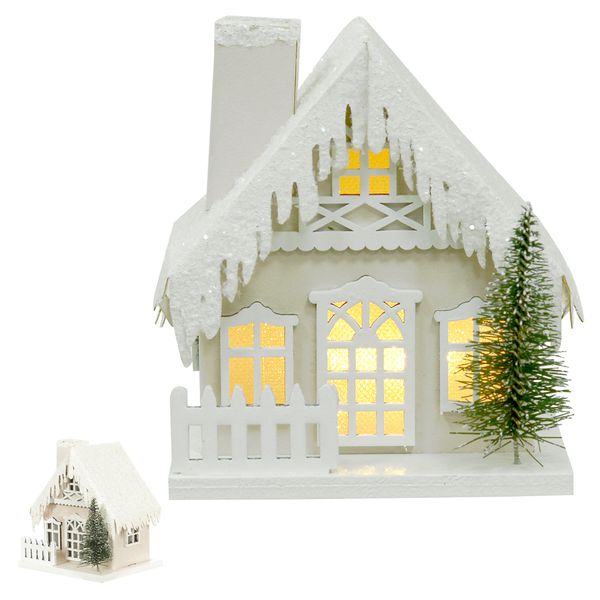 Casinha Natalina Rosa Claro Com Led Pinheiro Decoração Natal