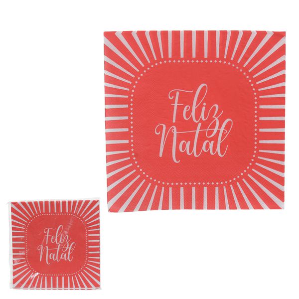 Guardanapo De Papel Feliz Natal Vermelho 33cm 20 Folhas