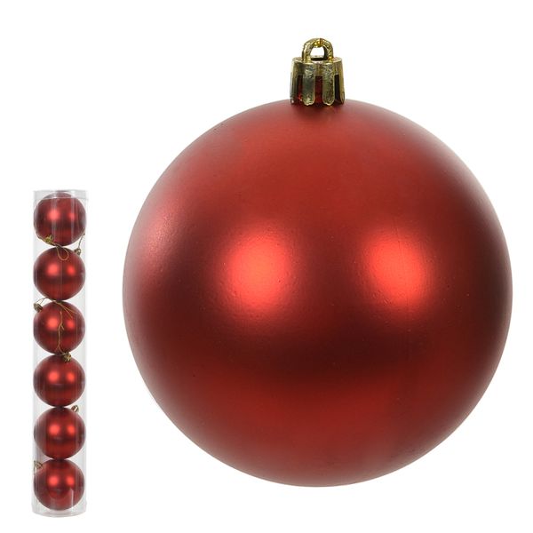 Jogo 6 Bolas de Natal Fosca Tubo Vermelho 8cm