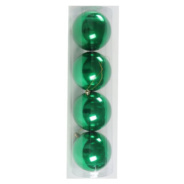 Tubo Bola Natal 4 unidades Perolada Verde 10cm