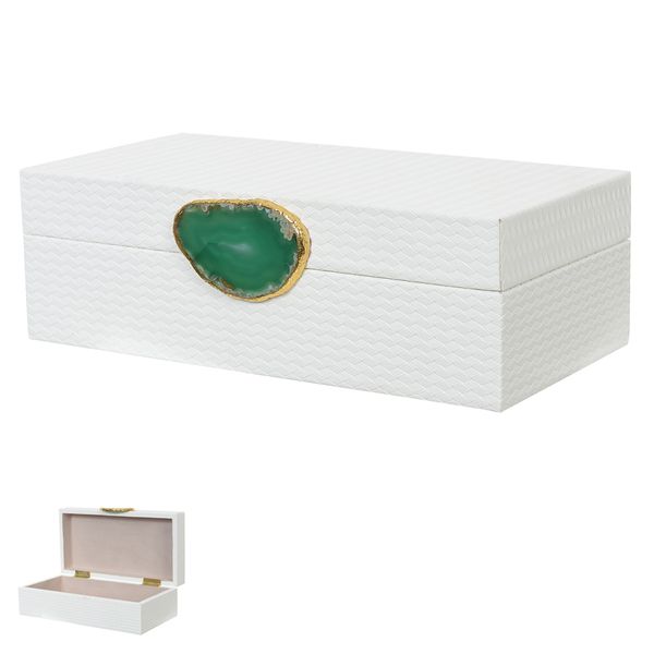 Caixa Decorativa Madeira com Tecido Bege 25cm