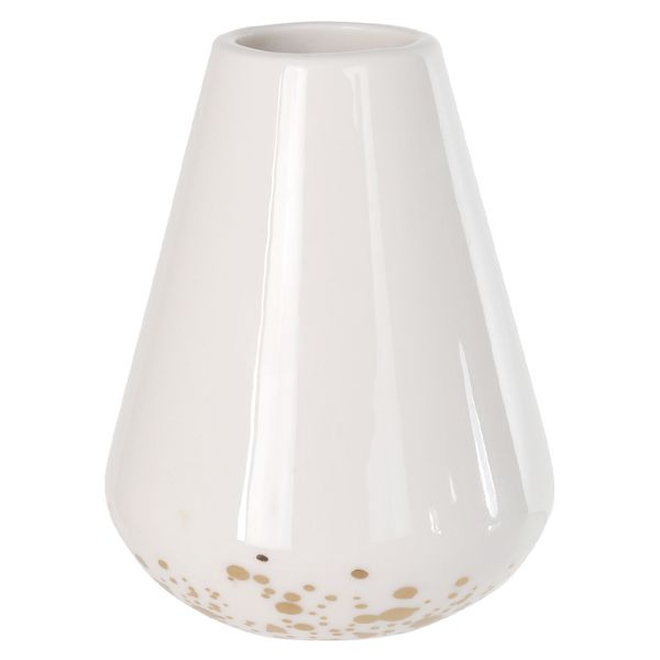 Vaso Decorativo Porcelana Branco Dourado 10,3cm