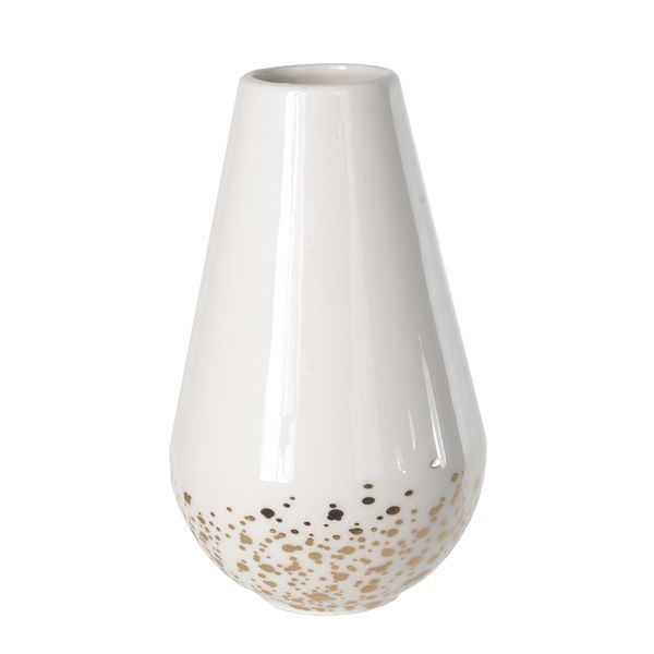 Vaso Decorativo Porcelana Branco Dourado 15cm