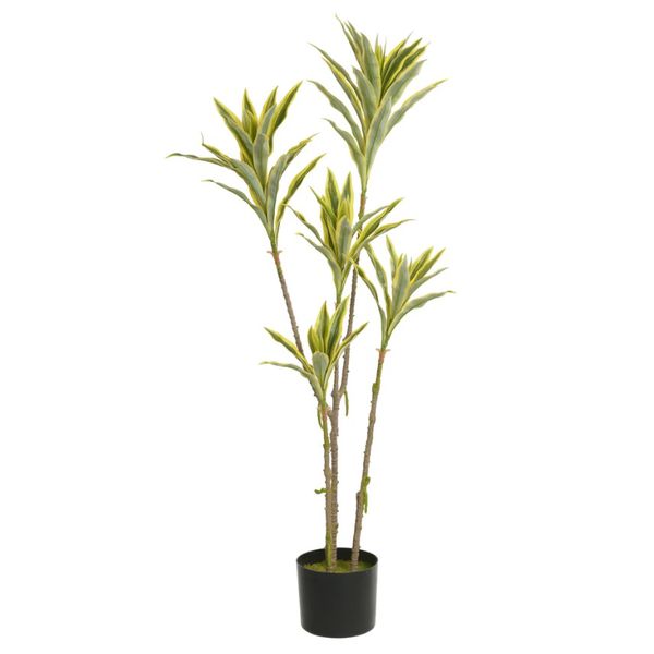 Arvore Dracena Planta Artificial Dracena c Pote Reflexa Verde Amarelo 1,12m