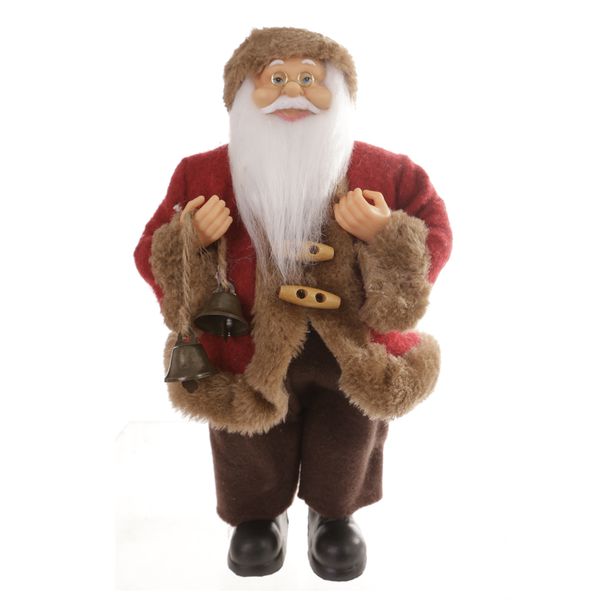 Papai Noel em Pé com Sino 30cm Vermelho Bege