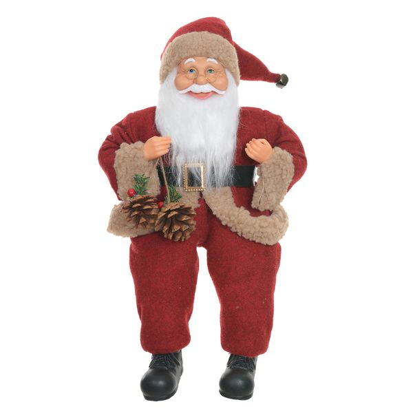 Papai Noel em Pé com Led Pinha 40cm Vermelho Bege