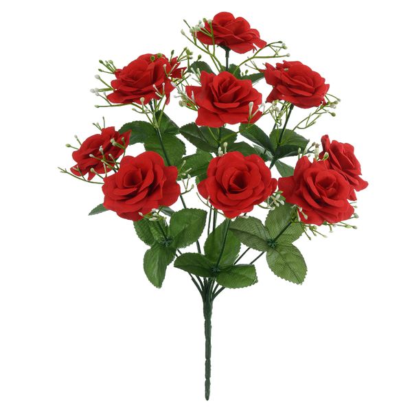 Buquê De Rosas 12 Flores Veludo Plantas Artificiais Decoração