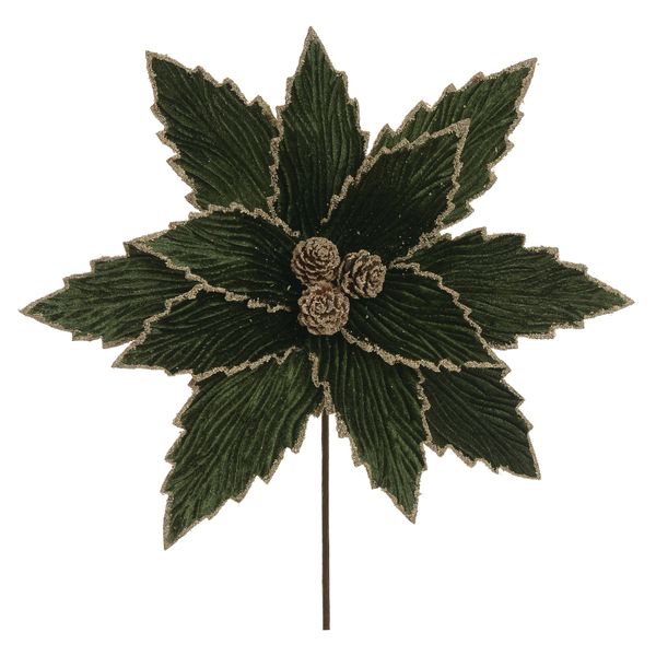 Flor Natalina Flor De Natal Veludo Verde Com Pinhas