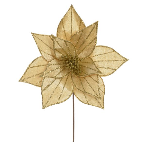 Flor Natalina Flor De Natal Champagne Veludo Com Glitter