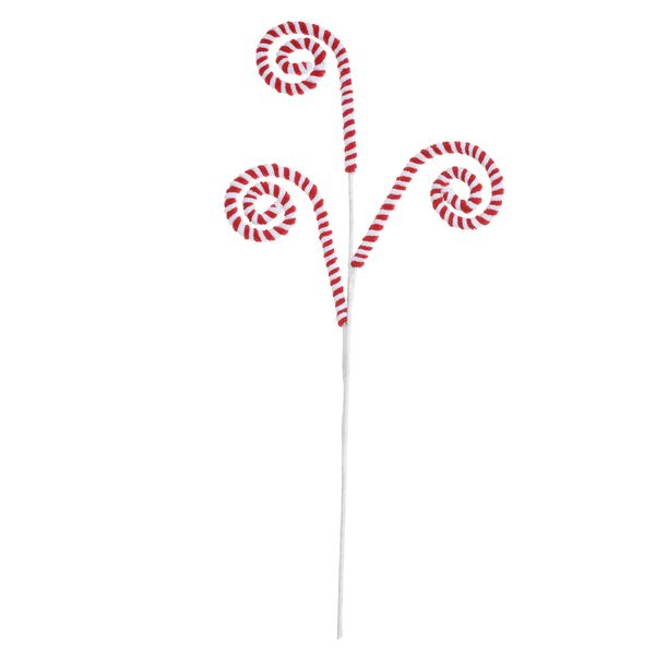 Galho Candy Natal Branco Vermelho Enfeite Arvore Decor Vermelho