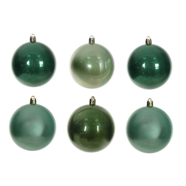 Jg 6 Bolas De Natal Tons Verde Perolada 8cm Decoração Árvore