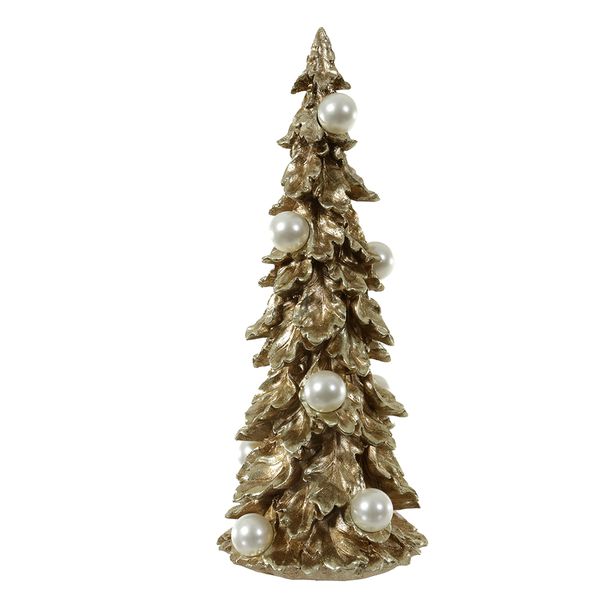 Árvore Dourada Em Resina Com Pérolas 33,5cm Dourado
