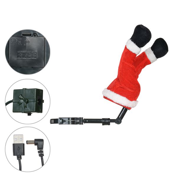Pernas Papai Noel Entrando Na Arvore De Natal Com Movimento Vermelho Noel Na Arvore