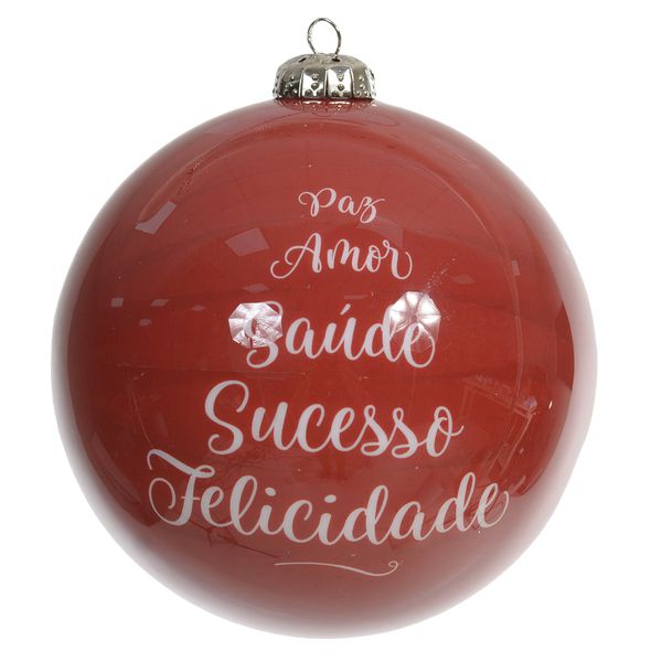 Jogo 2 Bolas De Natal 10cm Desejos De Natal Vermelho