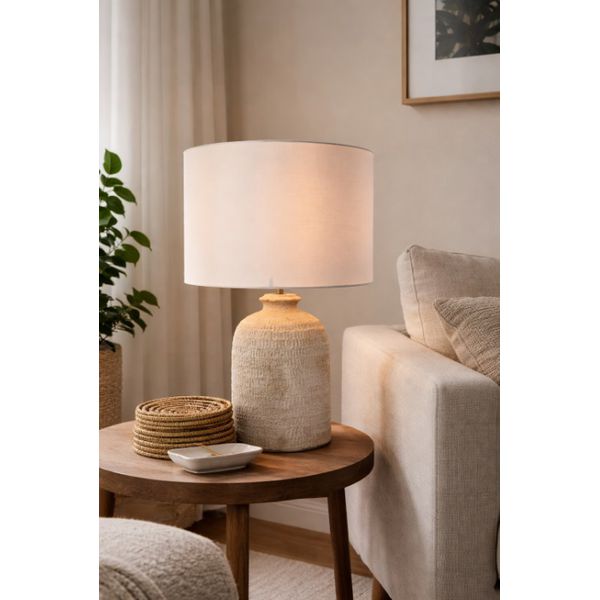 Abajur Decorativo em Cerâmica Bivolt Off White Natural 56cm