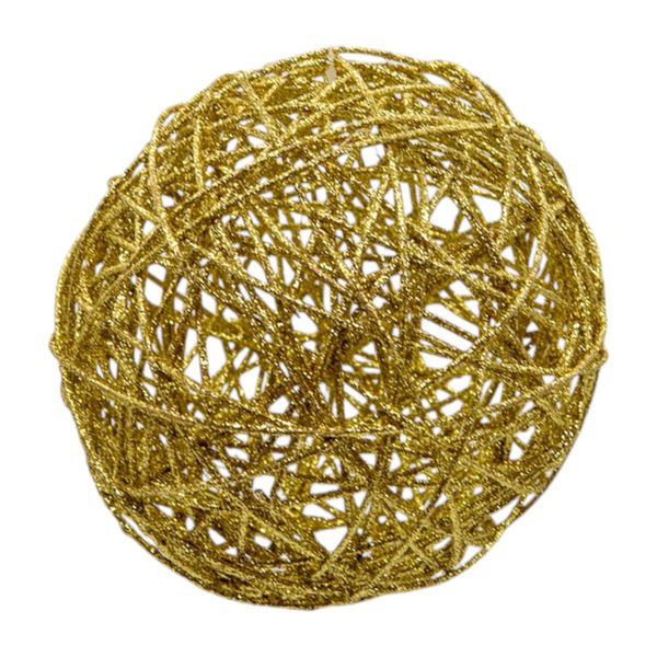 Bola Decorada Aramada Brilho Dourado 20cm